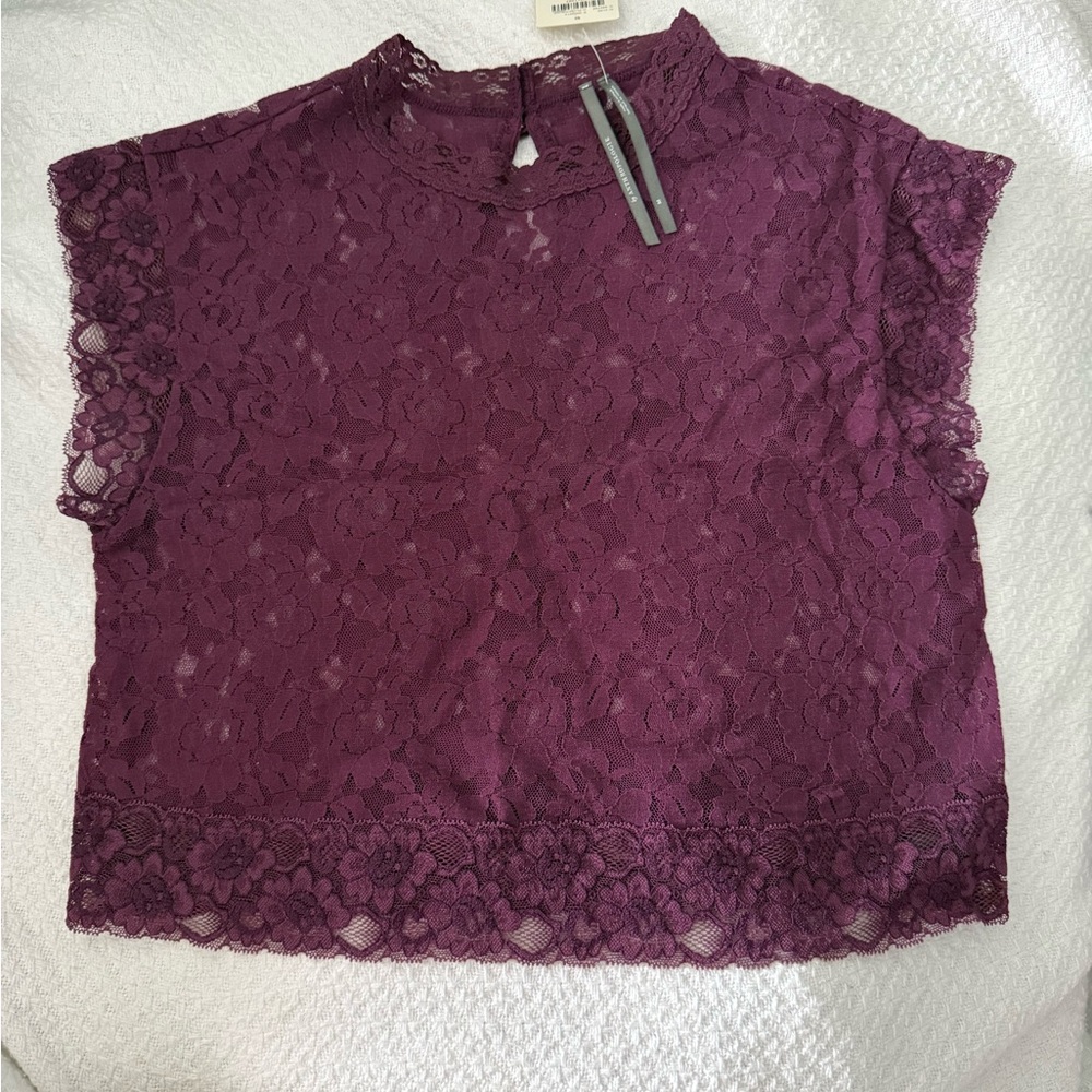 Anthro NWT Elegant Lace Women's Top - Purple